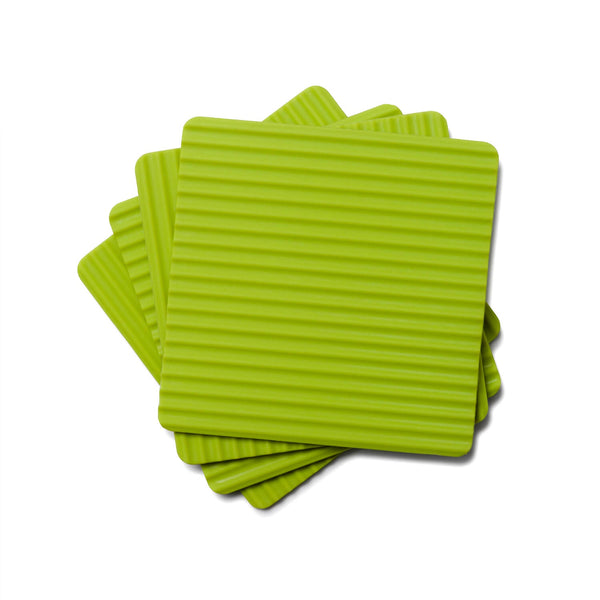 Zeal Set Of 4 Silicone Coasters - Neon Lime