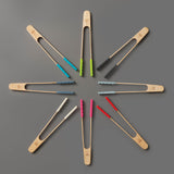 Zeal 25cm Bamboo & Silicone Kitchen Tongs - Provence Blue