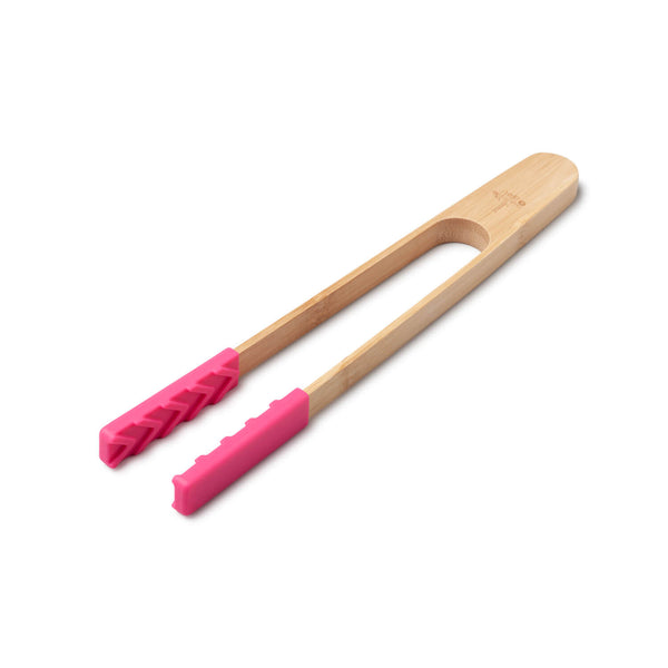 Zeal 25cm Bamboo & Silicone Kitchen Tongs - Neon Pink