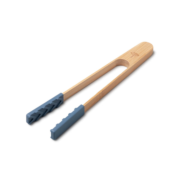 Zeal 25cm Bamboo & Silicone Kitchen Tongs - Provence Blue