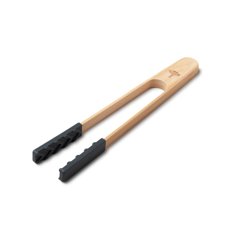 Zeal 25cm Bamboo & Silicone Kitchen Tongs - Dark Grey