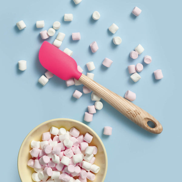 Zeal 19cm Silicone Mini Spatula with Ash Wood Handle - Aqua