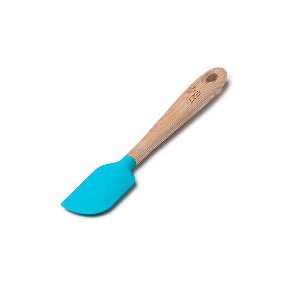 Zeal 19cm Silicone Mini Spatula with Ash Wood Handle - Aqua