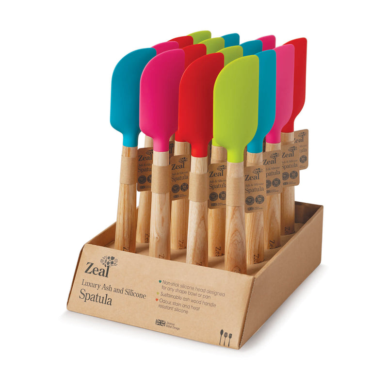 Zeal 25cm Silicone Spatula with Ash Wood Handle - Red