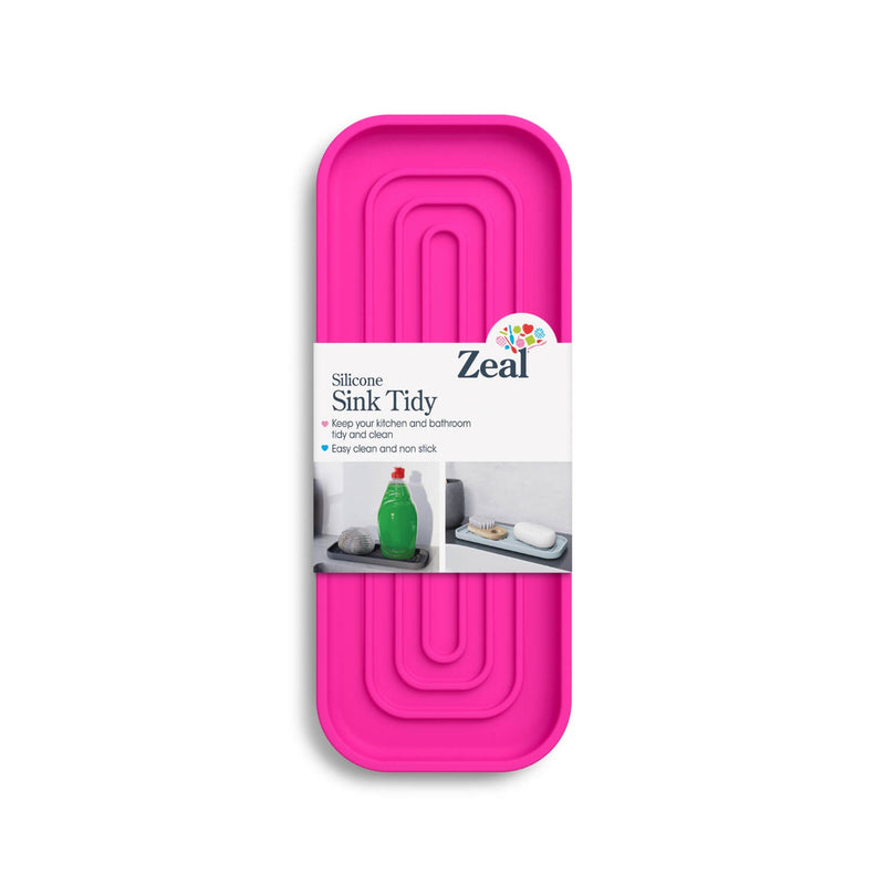 Zeal 23cm x 9cm Silicone Sink Tidy Mat - Neon Pink