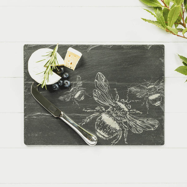 Selbrae House Slate Cheese Board & Knife Set - Bee
