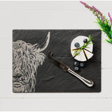 Selbrae House Slate Cheese Board & Knife Set - Highland Cow