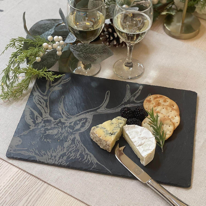 Selbrae House Slate Cheese Board & Knife Set - Stag