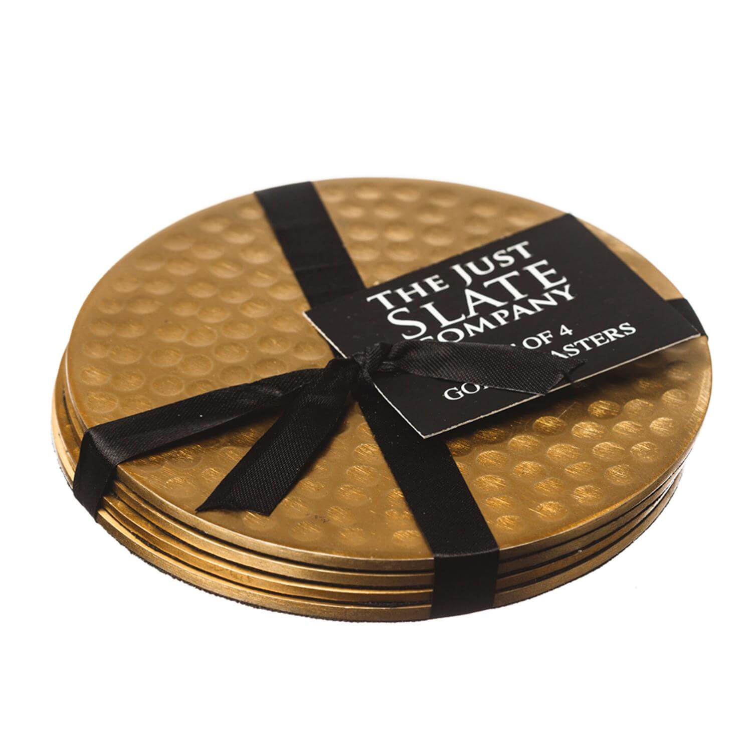 Buy Selbrae House | Flat Hammered S/Steel Set of 4 Coasters - Gold ...