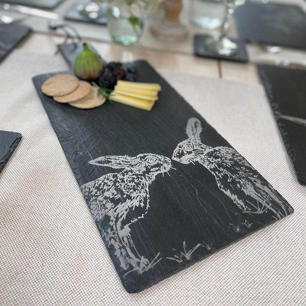 Selbrae House Large Slate Serving Paddle - Kissing Hares