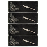 Selbrae House 4-Piece Mini Slate Cheese Board & Knife Set - Bee
