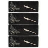 Selbrae House 4-Piece Mini Slate Cheese Board & Knife Set - Bee