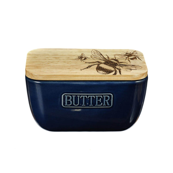 Selbrae House Blue Ceramic Butter Dish - Bee