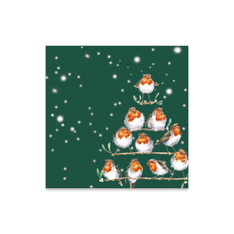 Wrendale Designs by Hannah Dale Pack of 20 Cocktail Christmas Napkins - Rockin' Robins