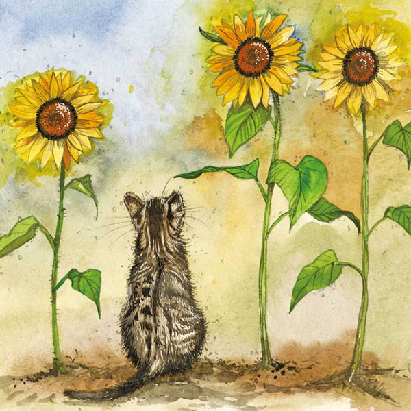 Alex Clark Keyring - Cat & Sunflowers