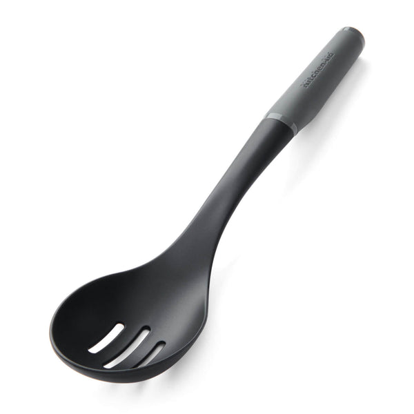 KitchenAid Soft Grip Slotted Spoon - Charcoal Grey