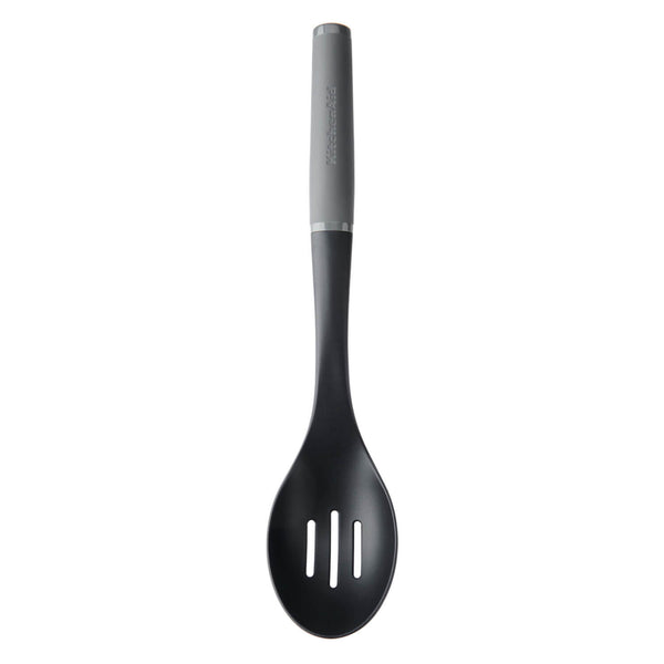 KitchenAid Soft Grip Slotted Spoon - Charcoal Grey
