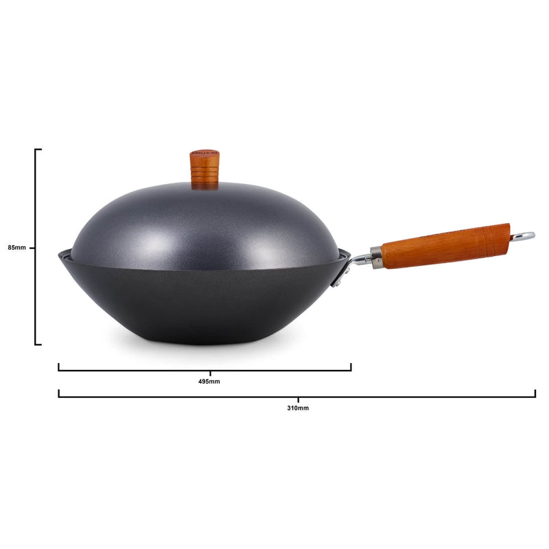 Ken Hom Classic 31cm 5-Piece Carbon Steel Non-Stick Wok Set