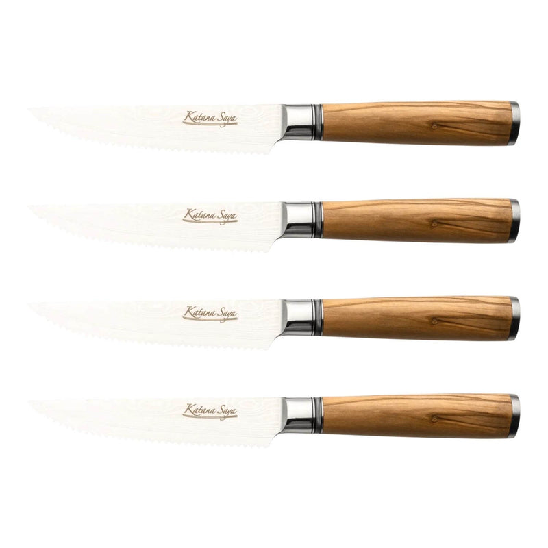 Katana Saya Olivewood 4-Piece Steak Knife Set