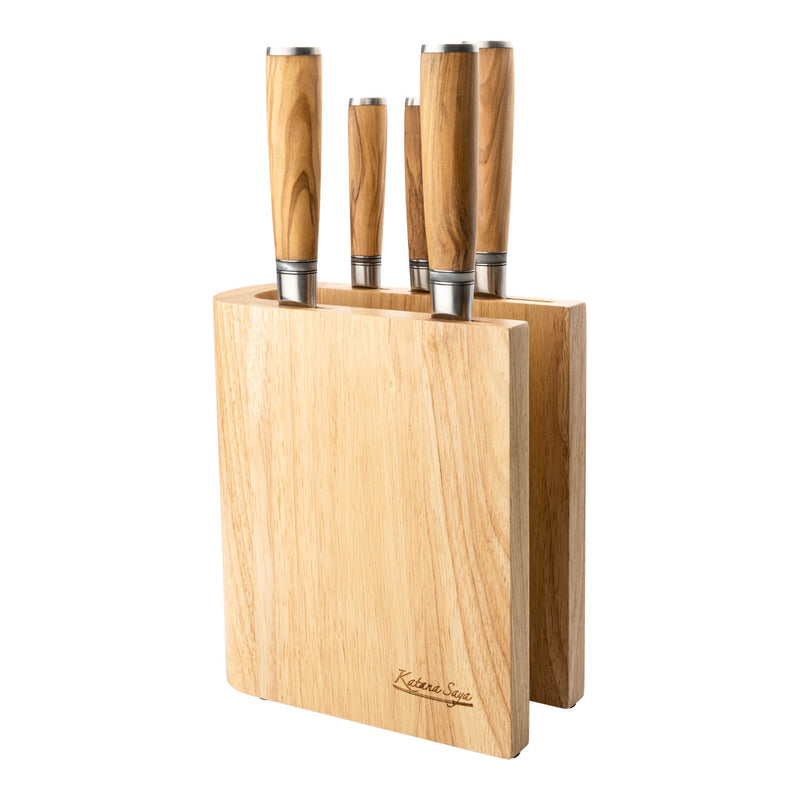 Katana Saya KSO-600/6B Olivewood 6-Piece Knife Block Set