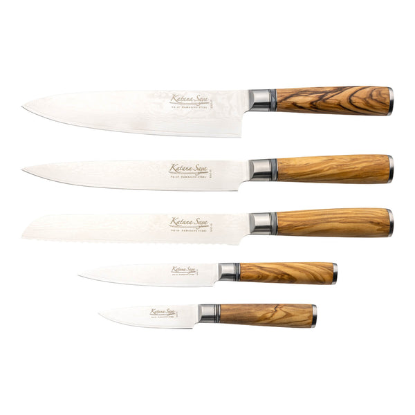 Katana Saya KSO-600/6B Olivewood 6-Piece Knife Block Set
