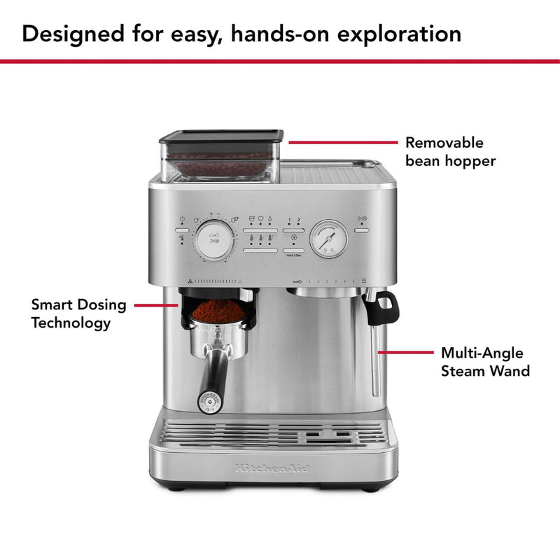 KitchenAid 5KES6551BSX Semi Automatic Espresso Machine with Burr Grinder - Stainless Steel