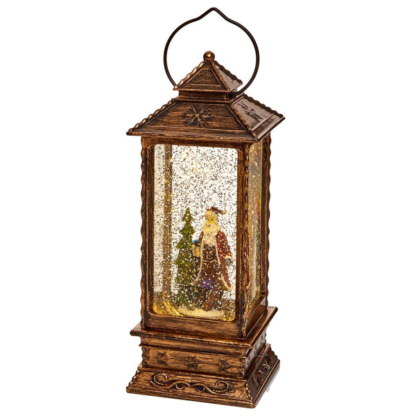 Premier Christmas 27cm Warm White Glitter Water Spinner - Antique Lantern - Assorted