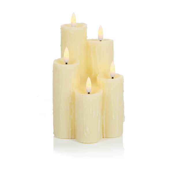 Premier Flickabright Melted Wax Effect Battery LED Candle - 5-Piece