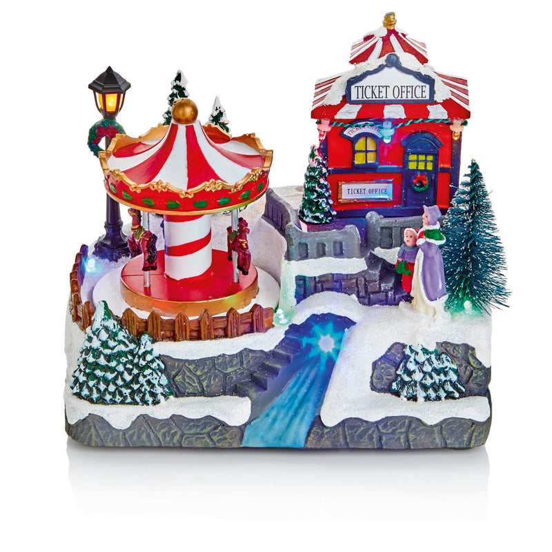Premier Lit 19cm LED Animated Village With River - Assorted