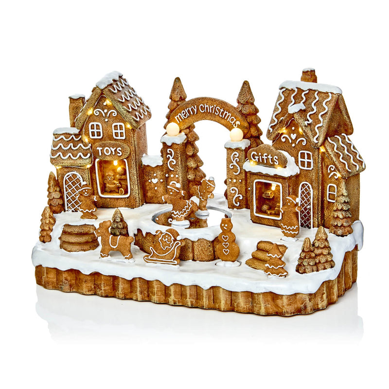 Premier Lit 31.5cm LED Animated Gingerbread Winter Scene - Warm White