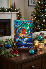 Premier 28cm x 21cm LED Stained Glass Decoration - Robin