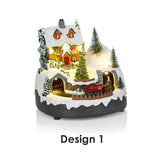 Premier Lit 16cm LED Animated Winter Scene With Train- Assorted