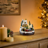 Premier Lit 16cm LED Animated Winter Scene With Train- Assorted