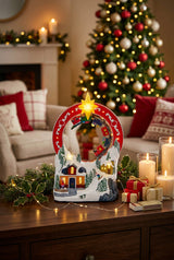 Premier 29cm LED Animated Winter Scene With Looping Santa - Red