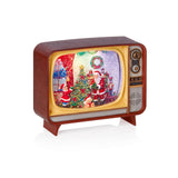 Premier 21cm Musical Glitter Water Spinner - Retro TV With Santa