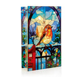 Premier 21cm x 13cm LED Stained Glass Decoration - Robin On Gate