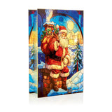 Premier 21cm x 13cm LED Stained Glass Decoration - Santa On Chimney