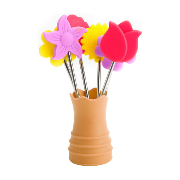 Taylor's Eye Witness Flower Silicone & Stainless Steel Cocktail Forks - Set of 6