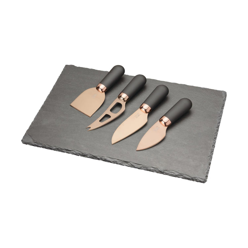 Taylor's Eye Witness Brooklyn Cheese Slate Board & Knife Set - Rose Gold