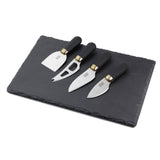 Taylor's Eye Witness 4-Piece Brooklyn Brass Cheese Knife & Slate Cheese Board Set