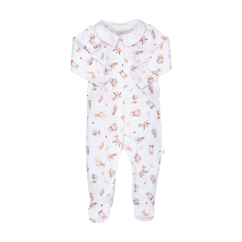 Wrendale Designs Little Wren Little Forest Printed Babygrow - 0-3 Months