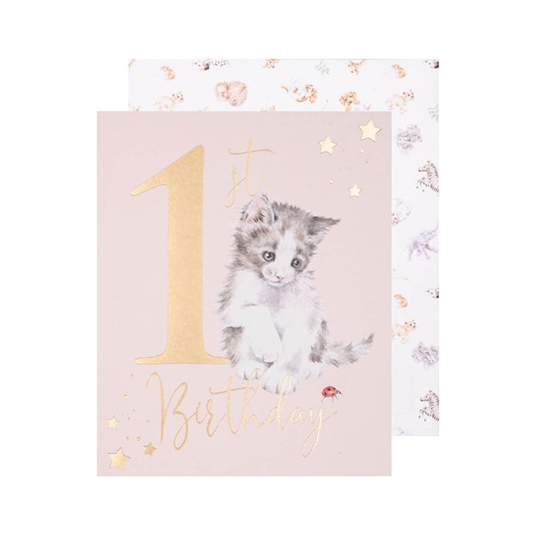 Wrendale Designs Little Wren Card - A Purrrfect Day - 1st Birthday - Cat