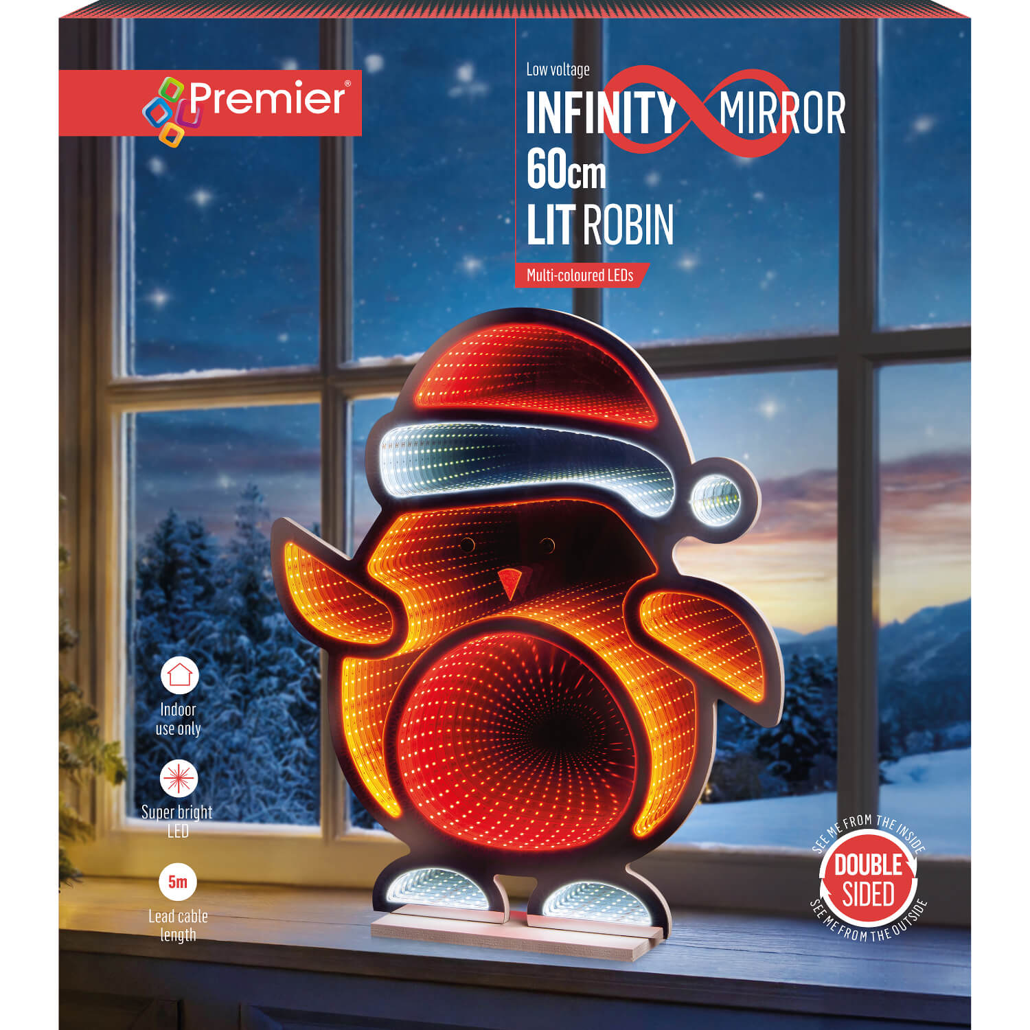 Robin Infinity Mirror Buy Premier | 60cm LED Infinity Mirror - Robin – Potters Cookshop
