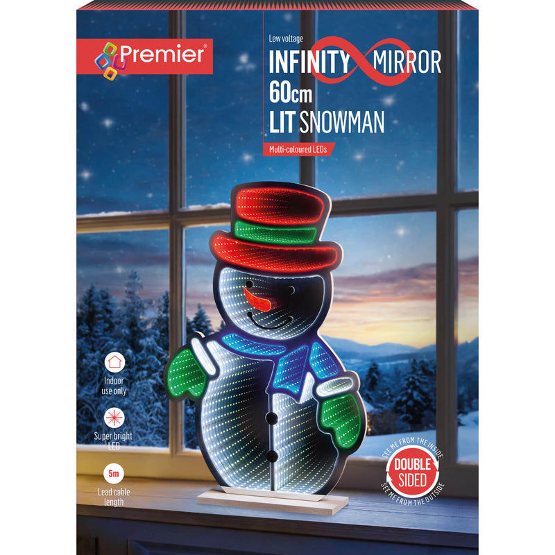 Premier 60cm LED Infinity Mirror - Snowman