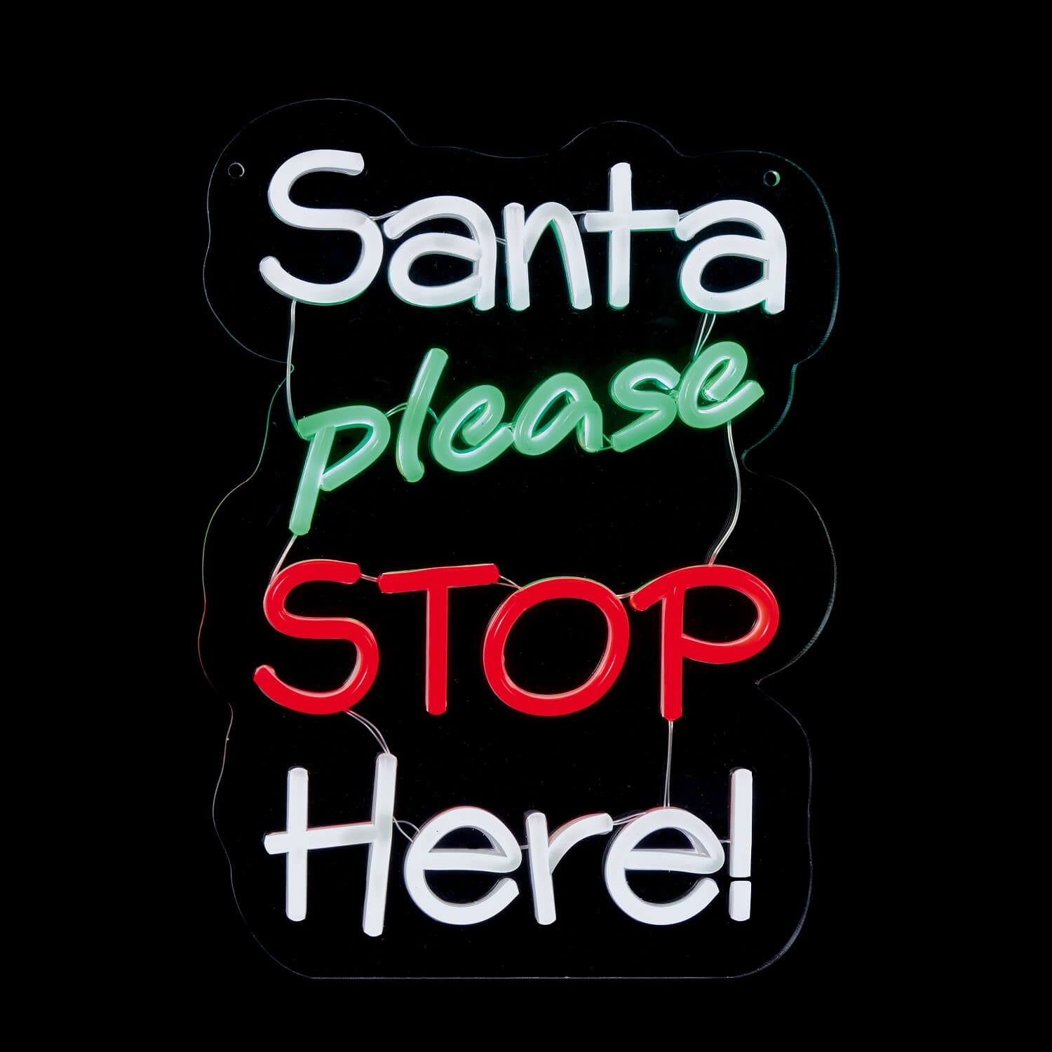 Stop Please Sign In Buy Premier | Table Top & Hanging Neon Sign - Santa Please Stop Here ...
