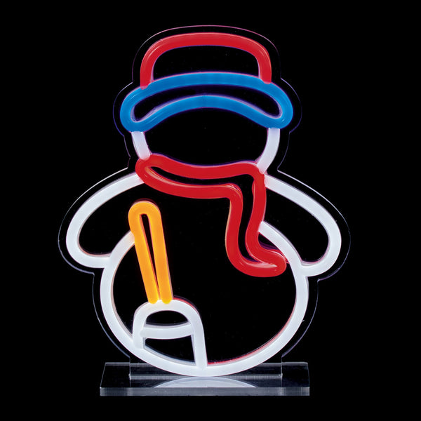 Premier 25cm LED Table Top Neon Decorative Sign - Snowman