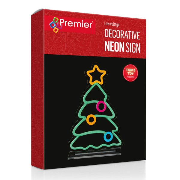 Premier 25cm LED Table Top Neon Decorative Sign - Christmas Tree