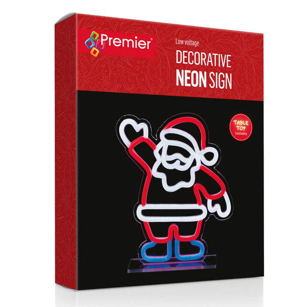Premier 25cm LED Table Top Neon Decorative Sign - Santa