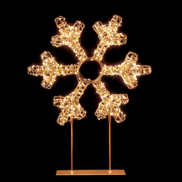 Premier Lit 45cm 720 LED Rose Gold Table Top Snowflake With Timer - Warm White