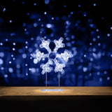 Premier Lit 45cm 720 LED Silver Table Top Snowflake With Timer - White